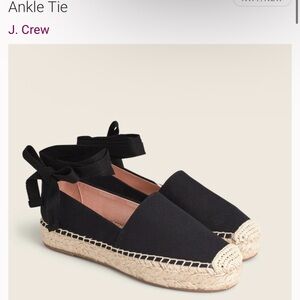 J. Crew NWT Black Canvas Espadrilles with Ankle Tie
